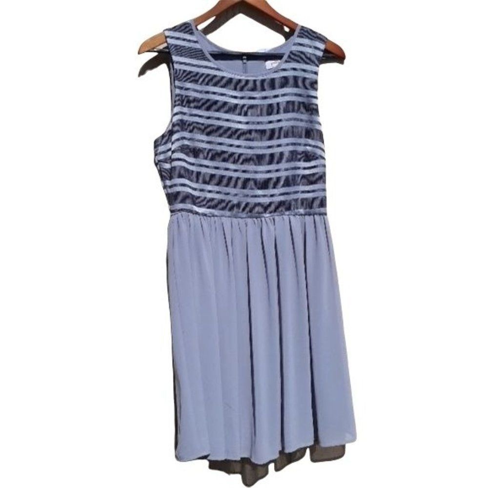 Pixley Bowen Textured Top Sleeveless Sheer Flowy‎ Mini Dress Gunmetal Gray Sz M